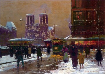 EC notre dame st michael under the snow Parisian Oil Paintings